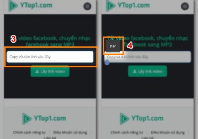 Dán nội dung copy vào ô trống để lấy link