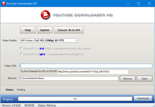 Giao diện Download Youtube Downloader HD