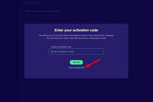 Nhập key ở mục Enter Activation Code hoặc chọn Use A License file
