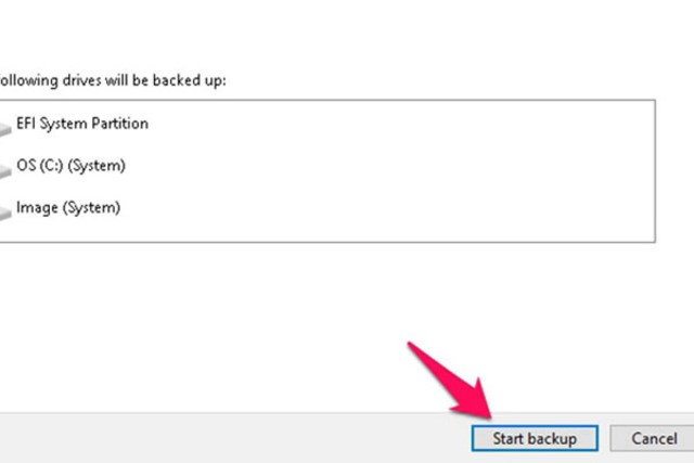 Click vào Start backup để thực hiện quá trình tạo file backup mới