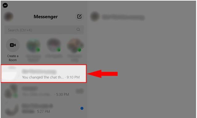 Chọn một cuộc trò chuyện muốn đổi hình nền trên giao diện chính của Messenger ở khung bên trái