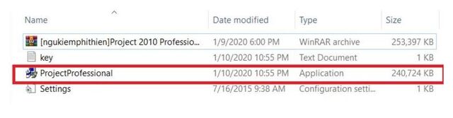 Chọn vào file để chạy cài đặt Microsoft Project 2010
