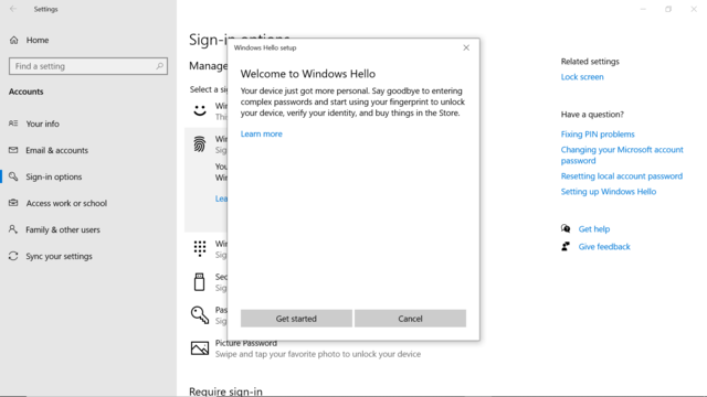 Sử dụng Windows Hello để thiết lập vân tay của mình làm phương thức đăng nhập