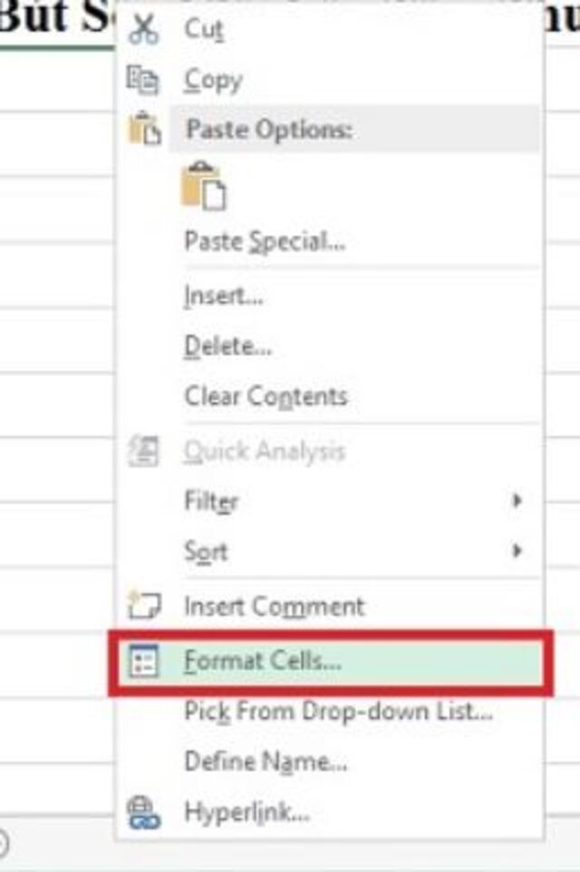 Click chuột vào ô muốn điều chỉnh, tiếp đó click phải chuột rồi chọn vào mục Format Cells