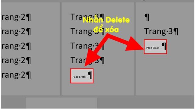 Chọn Section Break và Page Break rồi nhấn vào phím Delete để trang trắng biến mất