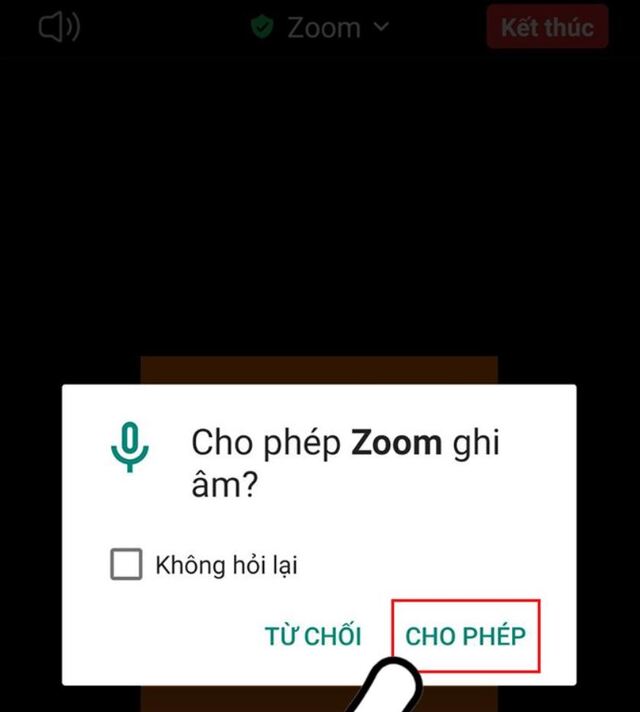 Bật lại mic trong Zoom đối với điện thoại di động