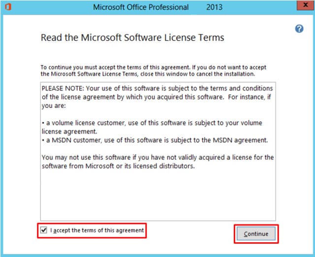 Đọc điều khoản Microsoft Software License, đánh dấu kiểm vào hộp để cho biết rằng bạn đồng ýĐọc điều khoản Microsoft Software License, đánh dấu kiểm vào hộp để cho biết rằng bạn đồng ý