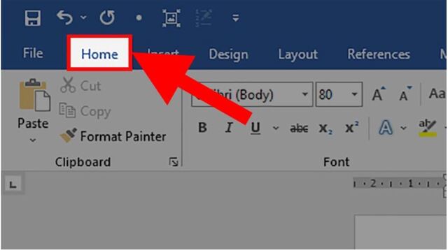 Mở file Word sau đó chọn mục Home