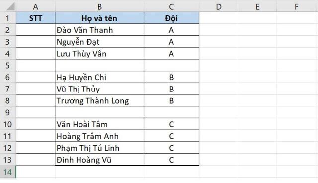 Nhập công thức tại ô đầu tiên (ô A2)