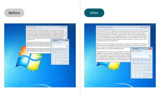 Thay đổi kích thước của văn bản và biểu tượng trong Windows 7, trước và sau