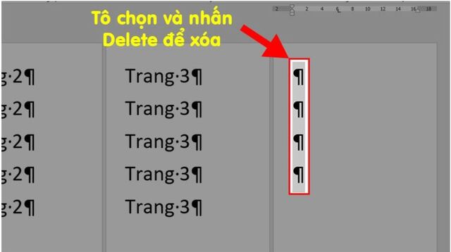 Bôi hết các ký tự đó và nhấn vào phím Delete để xóa trang