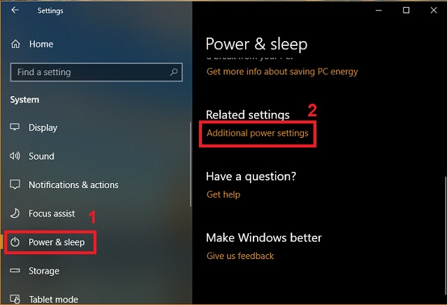 Bước 2: Nhấn chọn “Additional power settings”