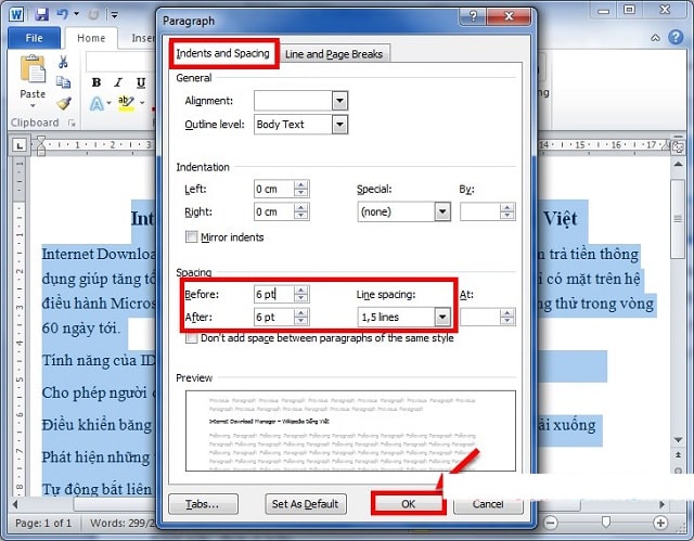 Cài đặt giãn dòng trong Word bản 2010