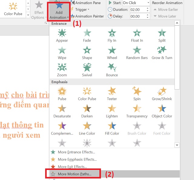 Bạn bấm chọn More Motion Paths