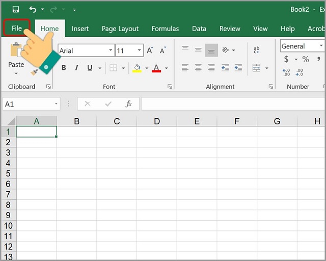 Bước 1: Bạn nhấn chọn file tại giao diện chính của Excel 