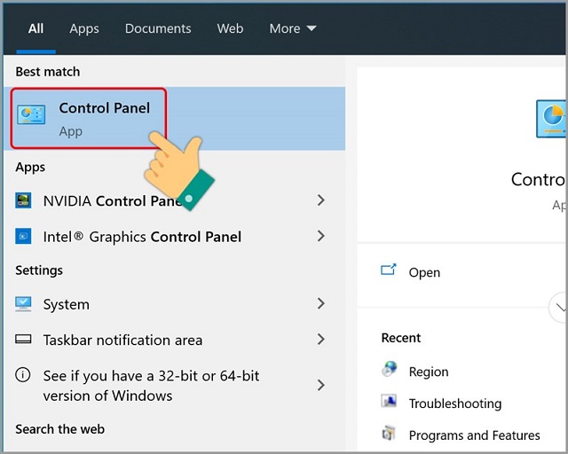 Bước 2: Bạn nhấn chọn “Control Panel”