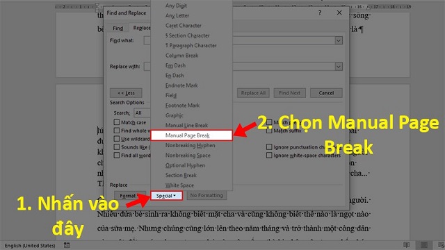 Chọn “Manual Page Breaks”