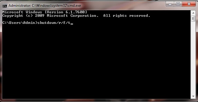 Phím tắt Reset máy tính bằng Command Prompt