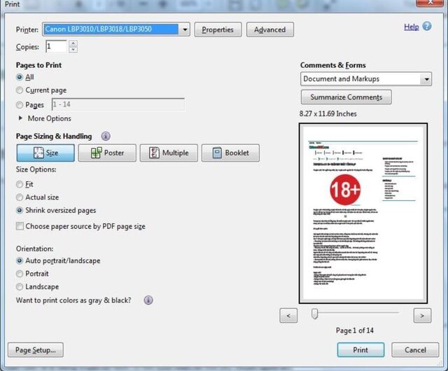 Hướng dẫn in file PDF ra a4 với Adobe Reader