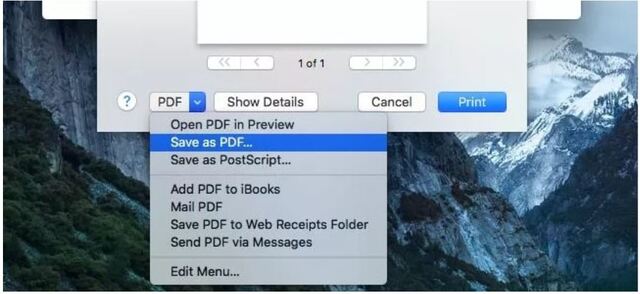 In file PDF trên hệ điều hành OS X