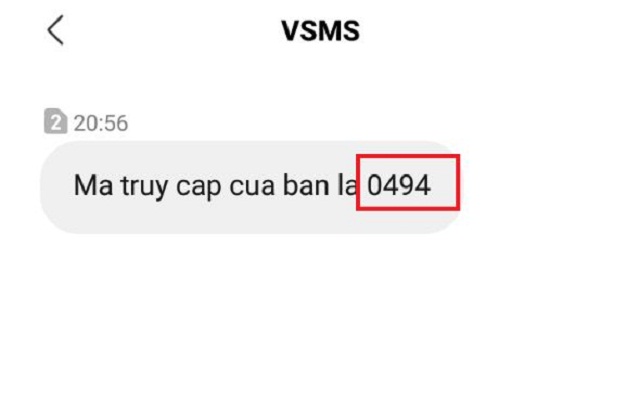 Mã xác nhận được gửi về số điện thoại bằng tin nhắn văn bản