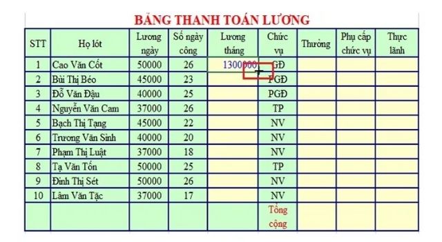 Trỏ chuột vào góc phải bên dưới ô để  thành hình dấu cộng