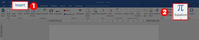 Nhấn Insert rồi chọn Equation