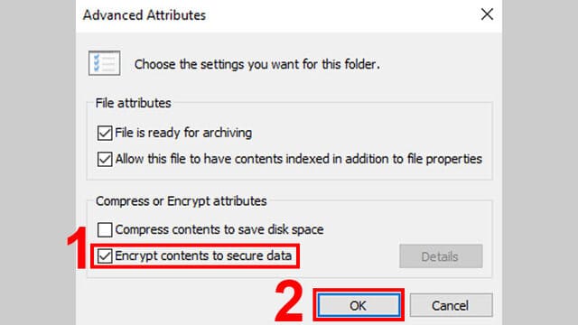 Chọn OK để xác nhận khóa Folder muốn bảo mật