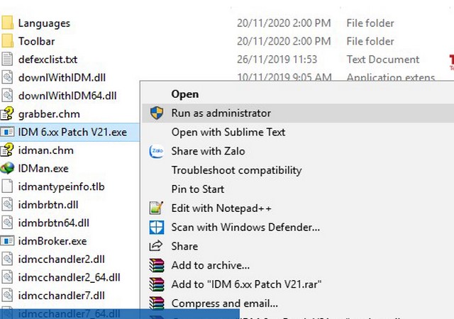 Sao chép file IDM vào thư mục cài đặt của phần mềm IDM